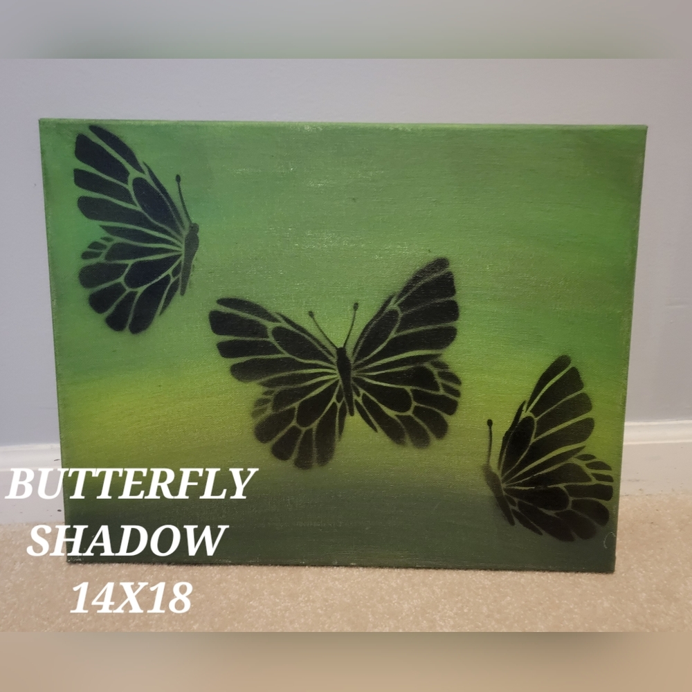 Butterfly Shadow Hand Painted Canvas
